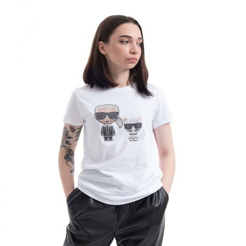 Karl Lagerfeld, Koszulka Ikonik Rhinestone T-Shirt 210W1725 100 Biały, female, 504.85PLN