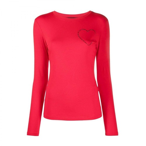 Love Moschino, T-shirt W4G5220E2264 con cuore punti luce Różowy, female, 431.21PLN