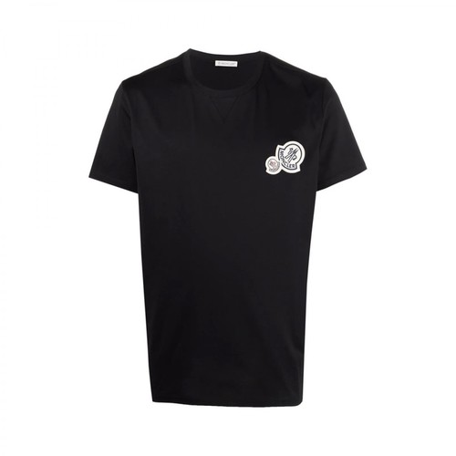 Moncler, Double Logo T-Shirt Czarny, male, 961.00PLN