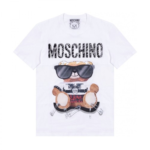 Moschino, Logo T-shirt Biały, male, 1118.00PLN