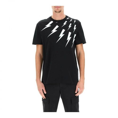 Neil Barrett, off-set fair-isle thunderbolt t-shirt Czarny, male, 735.00PLN