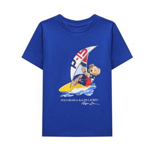 Polo Ralph Lauren, Jersey T-shirt with Teddy Bear Print Niebieski, unisex, 154.00PLN