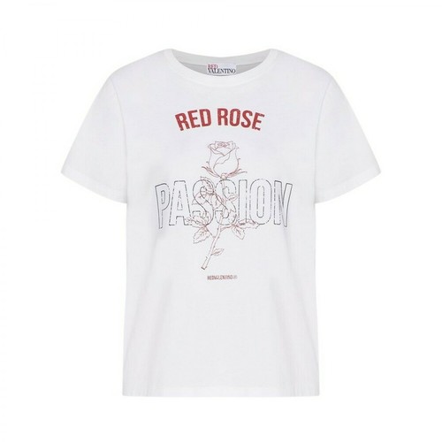 RED Valentino, rose-print-t-shirt Biały, female, 662.00PLN