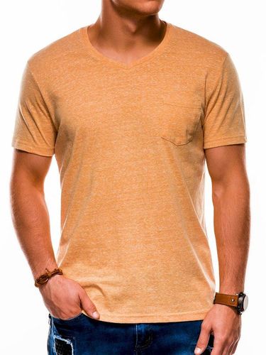 T-shirt męski bez nadruku S1045 - żółty 9.99PLN