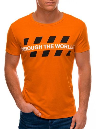 T-shirt męski z nadrukiem 1510S - pomarańczowy 14.99PLN