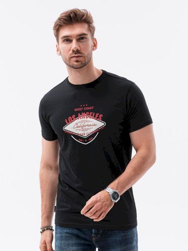 T-shirt męski z nadrukiem S1434 V-21C - czarny 29.00PLN