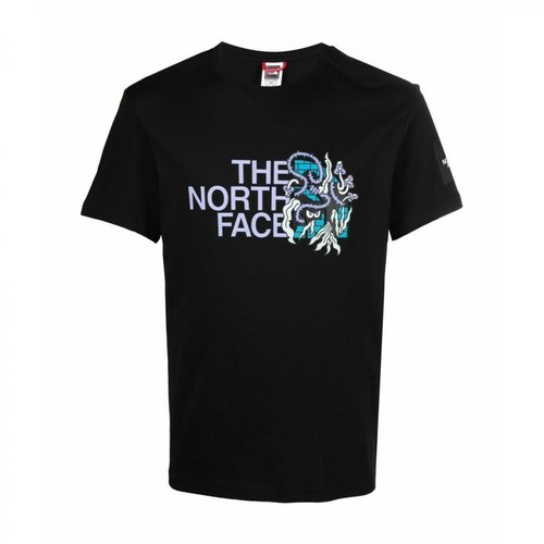 The North Face, T-shirt manica corta con dettaglio logo colorato Czarny, male, 153.00PLN