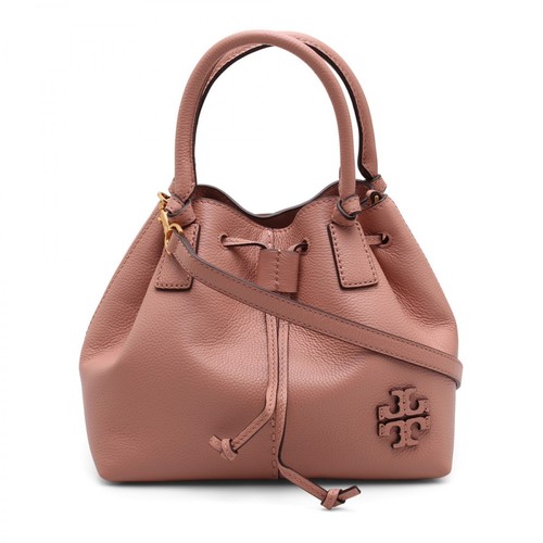 Tory Burch, McGraw Leather Tote Bag Różowy, female, 2258.00PLN