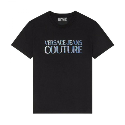 Versace Jeans Couture, T-Shirt Holo Logo Czarny, male, 616.00PLN