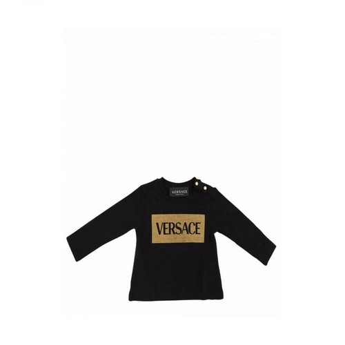 Versace, Long sleeve printed T-shirt Czarny, female, 626.00PLN