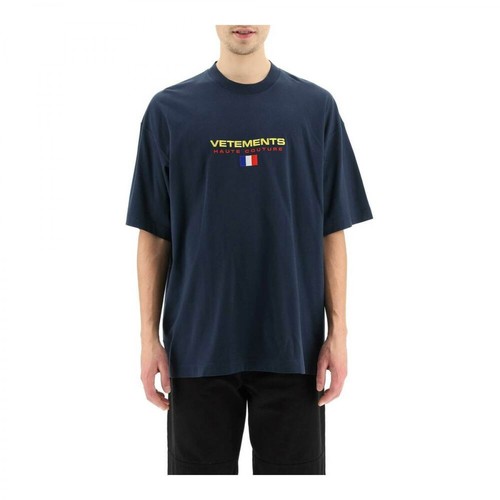 Vetements, Oversized t-shirt with haute couture logo Niebieski, male, 2052.00PLN