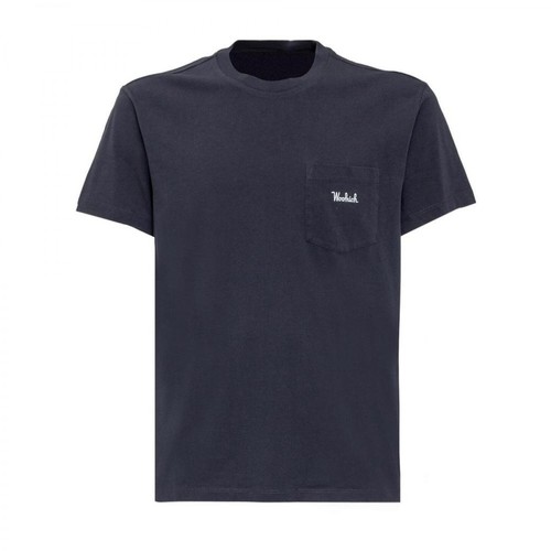 Woolrich, T-Shirt with Pocket Niebieski, male, 276.00PLN