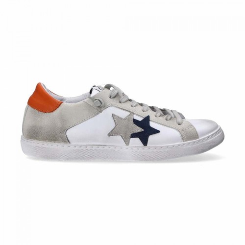 2Star, sneakers in pelle e camoscio bianca arancio - 3450-144 Biały, female, 706.00PLN