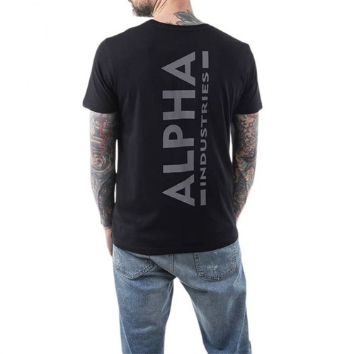 Alpha Industries, Koszulka męska Backprint Tee Reflective Print 128507Rp 285 S Czarny, male, 205.85PLN