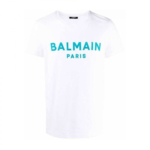 Balmain, T-Shirt With Embossed Letters Biały, male, 1040.00PLN