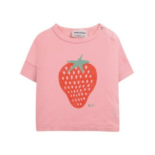 Bobo Choses, T-shirt Mc Strawberry Różowy, female, 154.78PLN