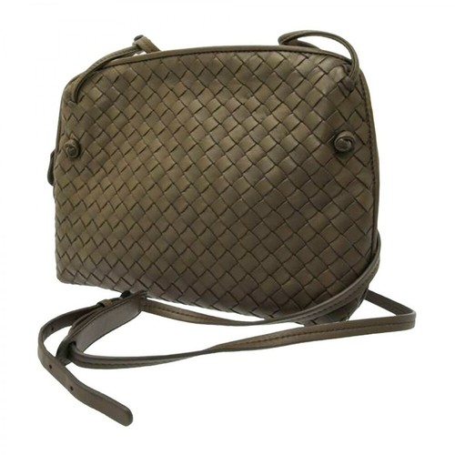 Bottega Veneta Vintage, Pre-owned PIntrecciato Nodini Leather Crossbody Bag Brązowy, female, 4209.22PLN
