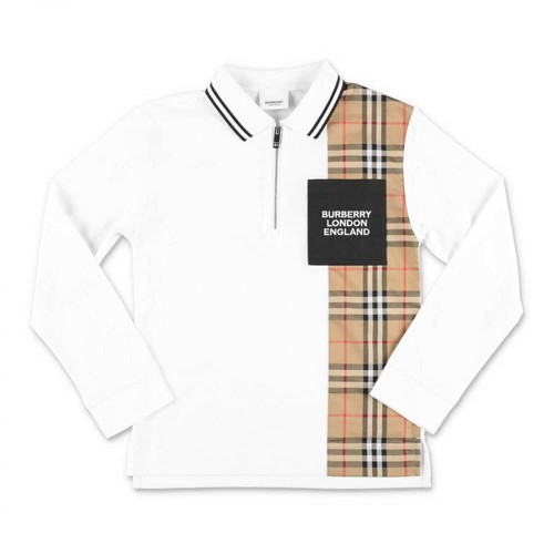 Burberry, Checked polo shirt Biały, male, 639.00PLN