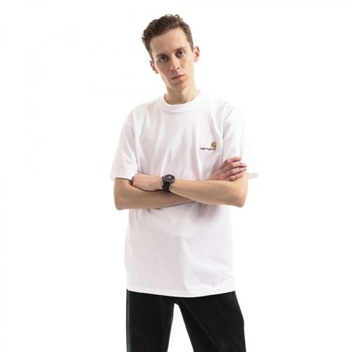 Carhartt Wip, S/S American Script T-Shirt I029956 Biały, male, 171.35PLN