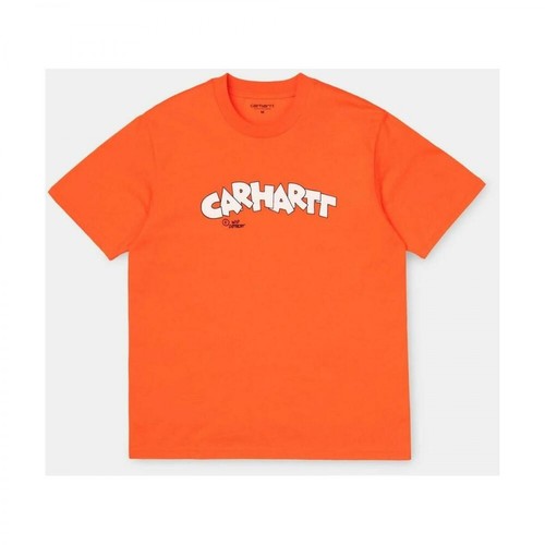 Carhartt Wip, S/S Loony Script T-Shirt Pomarańczowy, male, 274.00PLN