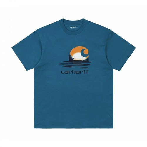 Carhartt Wip, T-Shirt Shore Niebieski, male, 142.00PLN