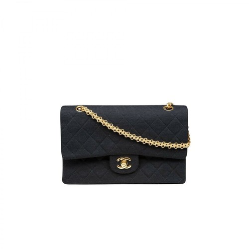 Chanel Vintage, Pre-owned Classic Medium Jersey Double Flap Bag Czarny, female, 20589.36PLN