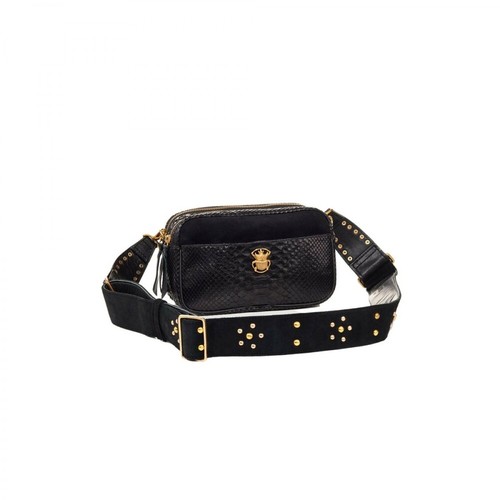 Claris Virot, Lily python and suede leather bag Czarny, female, 2600.00PLN