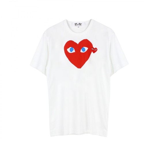 Comme des Garçons Play, Heart Print T-Shirt Biały, female, 589.00PLN