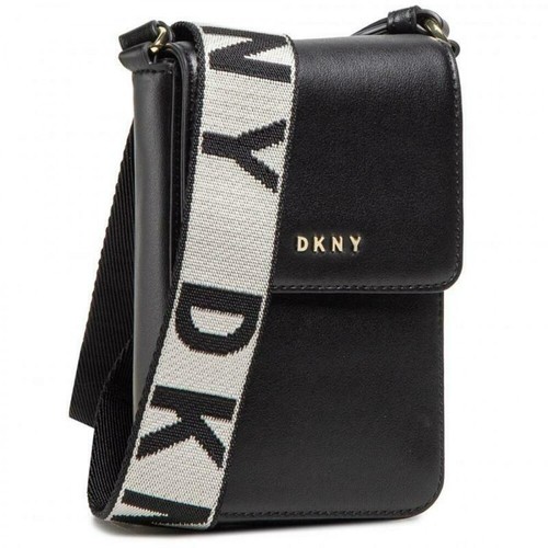 Dkny, Logo-Lettering Crossbody Bag Czarny, female, 853.00PLN