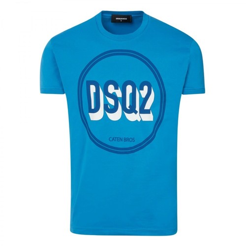 Dsquared2, Dsq2 Logo Print T-Shirt Niebieski, male, 800.00PLN