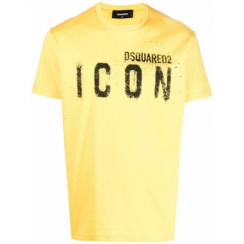 Dsquared2, Icon Spray Cool T-Shirt Żółty, female, 890.00PLN