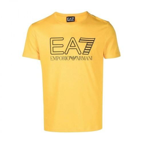 Emporio Armani EA7, T-Shirt Żółty, male, 295.04PLN