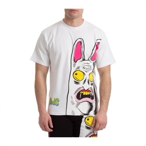 Gcds, short sleeve t-shirt crew neckline Rabbit Biały, male, 903.00PLN
