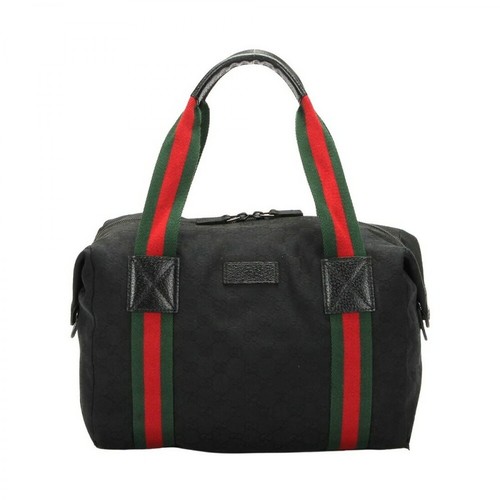 Gucci Vintage, Pre-owned Canvas Web Handbag 235135 Czarny, female, 2490.00PLN