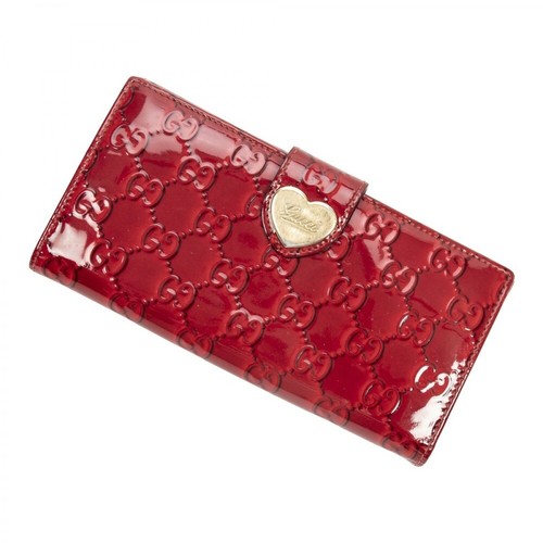 Gucci Vintage, Pre-owned Heart Two-Fold Flap Long Wallet Czerwony, female, 1327.50PLN