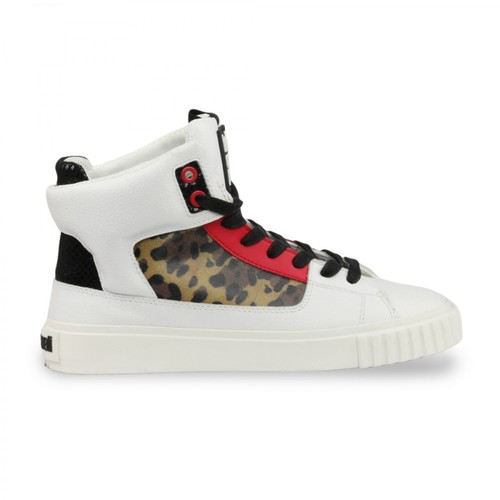 Just Cavalli, Spotted High Sneakers Biały, male, 646.00PLN