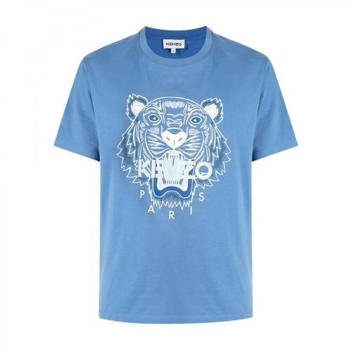 Kenzo, Fb65Ts0204Ya72 Cotton T-Shirt Niebieski, male, 499.00PLN