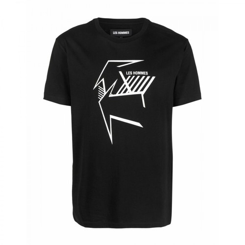 Les Hommes, Print T-Shirt Czarny, male, 570.00PLN