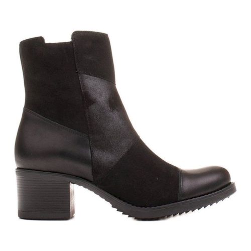 Marco Shoes Komfortowe damskie botki w połączeniu skóry licowej i nubuku czarne 359.00PLN