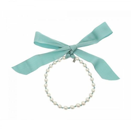Moschino, Bow Ribbon Pearl Necklace Niebieski, female, 1024.00PLN