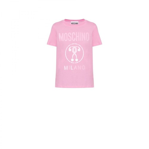 Moschino, T-Shirt Double Question Różowy, female, 570.00PLN