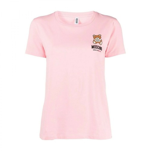 Moschino, Under Bear Logo T-Shirt Różowy, female, 314.55PLN