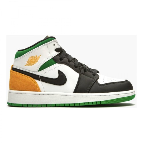 Nike, Air Jordan 1 Mid Se White Laser Orange Lucky Green (gs) Sneakers Biały, female, 1300.00PLN
