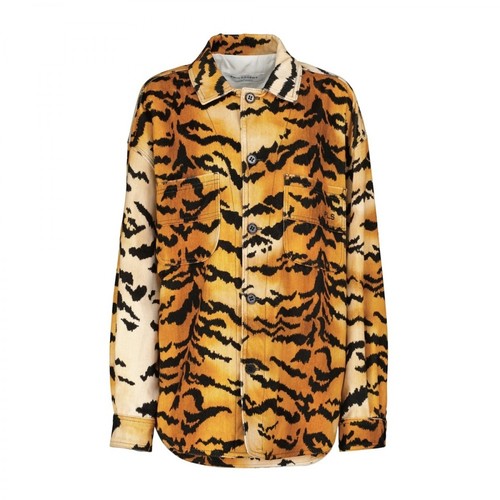 Philosophy di Lorenzo Serafini, tiger-print-velvet-shirt-jacket Pomarańczowy, female, 4330.00PLN