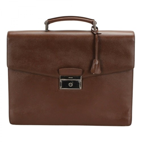 Prada Vintage, Pre-owned Briefcase Business Bag Brązowy, male, 4565.00PLN