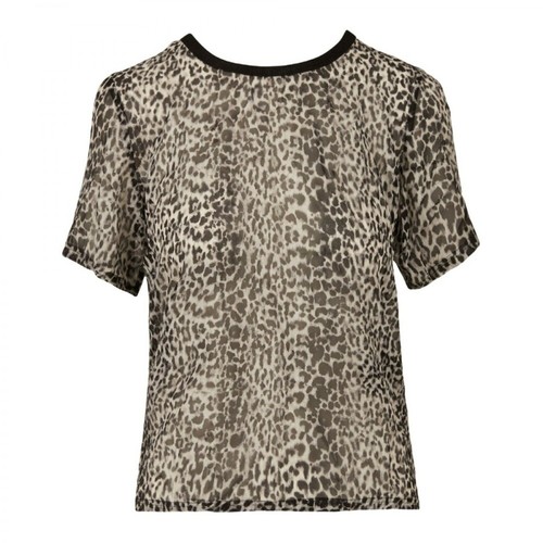Saint Laurent, Leopard-Print Short Sleeve T-shirt Szary, female, 2390.00PLN