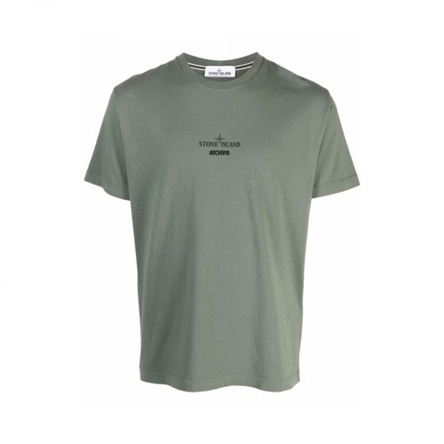 Stone Island, Archivio Logo T-Shirt Zielony, male, 792.00PLN