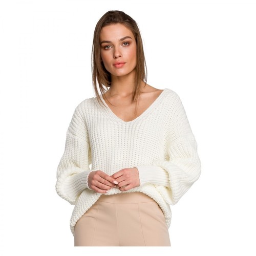 Style, Sweter w serek ze ściągaczami Beżowy, female, 175.00PLN
