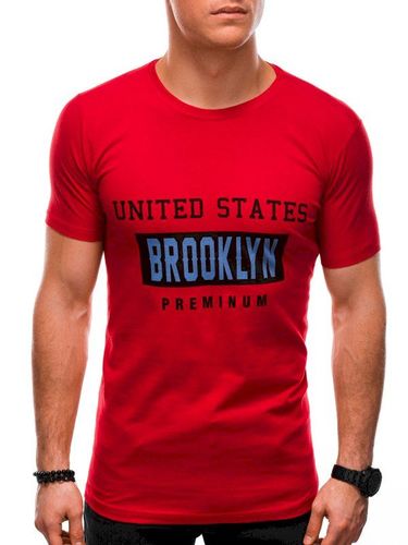 T-shirt męski z nadrukiem 1404S - czerwony 14.99PLN