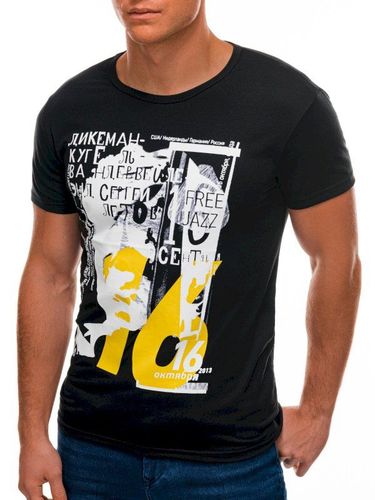 T-shirt męski z nadrukiem 1502S - czarny 13.99PLN